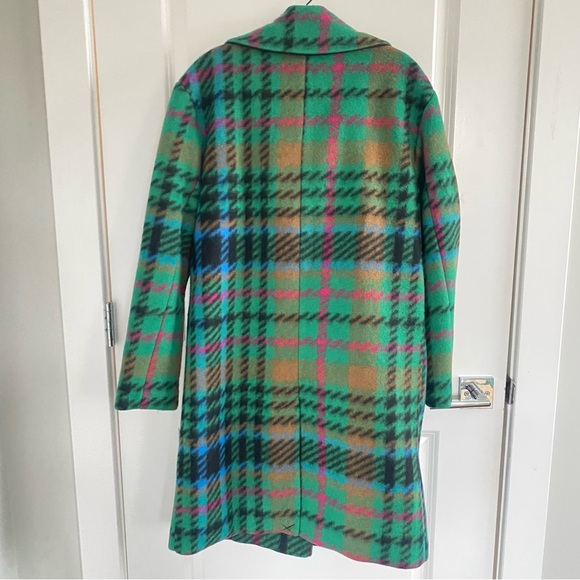 Anthropologie NVLT Plaid Wool Blend Mid-Length Coat Sz S NWT Apple Green - Picture 7 of 8